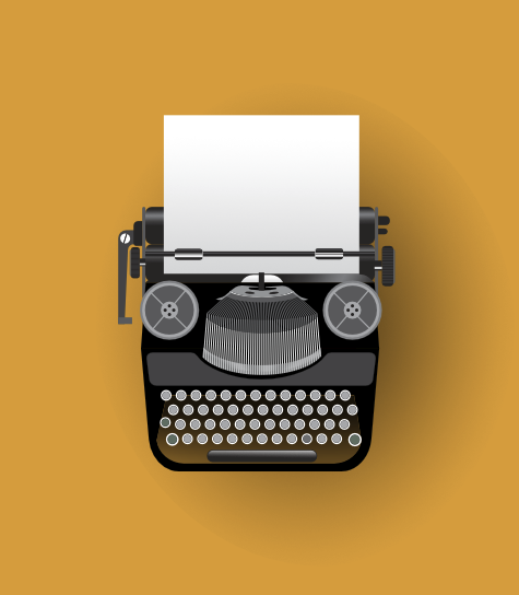 typewriter on orange background